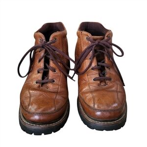 RJ Colt Brown Leather Tie Up Normcore Work Boots, Men's Size 12